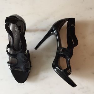Calvin Klein Neoprene/ Patent Leather Heels